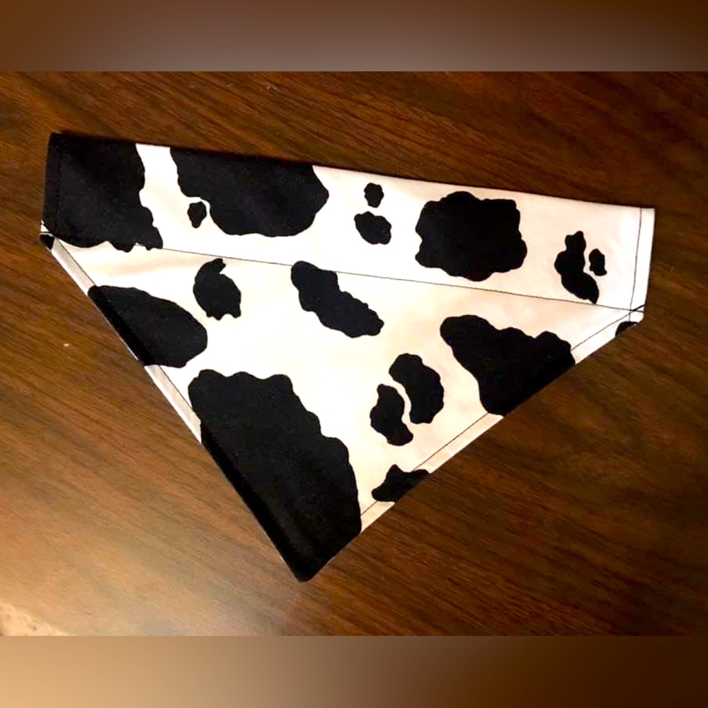 Dog scarf, cow print